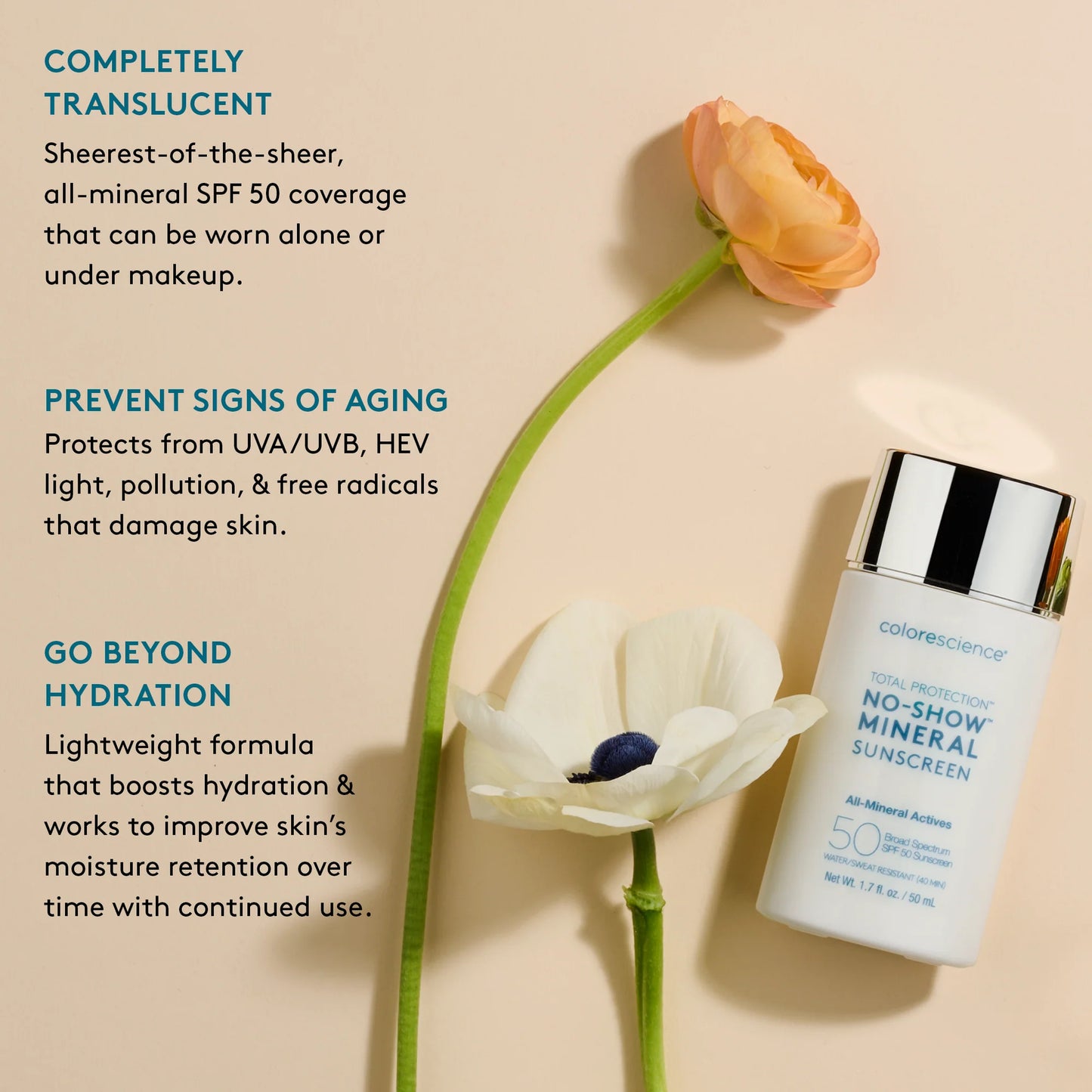 COLORESCIENCE - Total Protection® No-Show™ Mineral Sunscreen SPF 50 (1.7 oz)
